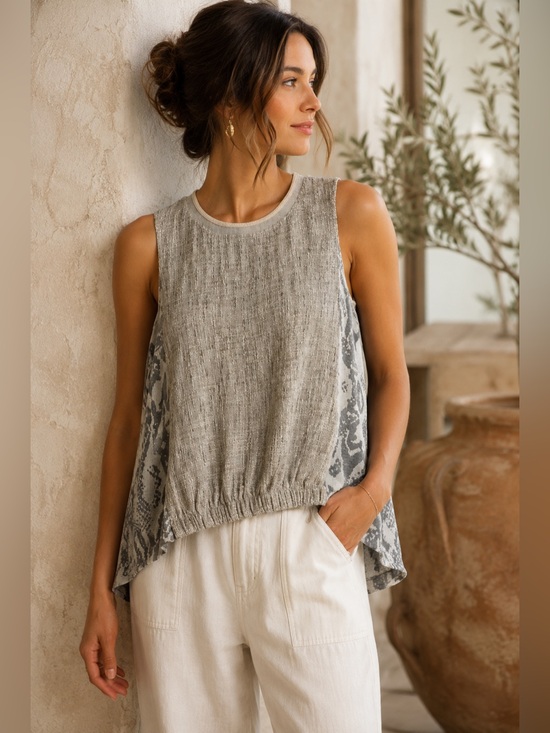 Akemi + kin Tops - Anthropologie Akemi + Kin Marietta Mixed Media Snake Print Bubble Hem Top XS